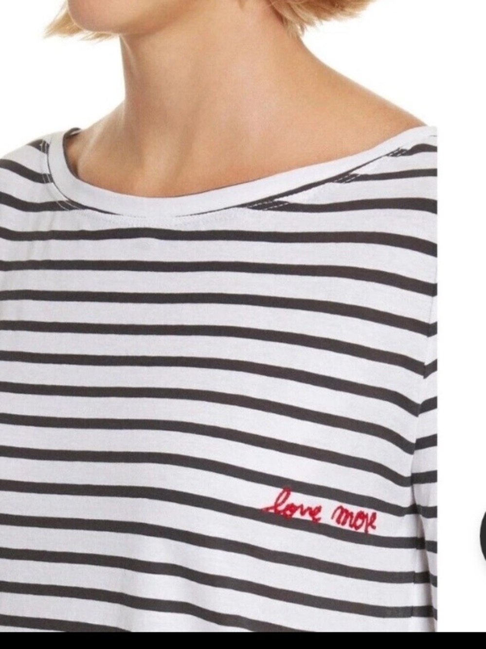Alc love more embroidered red logo navy stripe tee shirt $230 rare spring